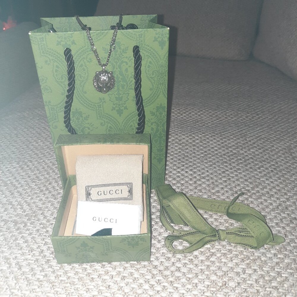 Authentic Gucci Lion Pendant Silver
